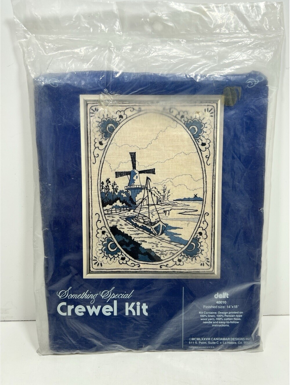 Delft 40010 Windmill Boat Something Special Crewel Kit 14x18in Blue New
